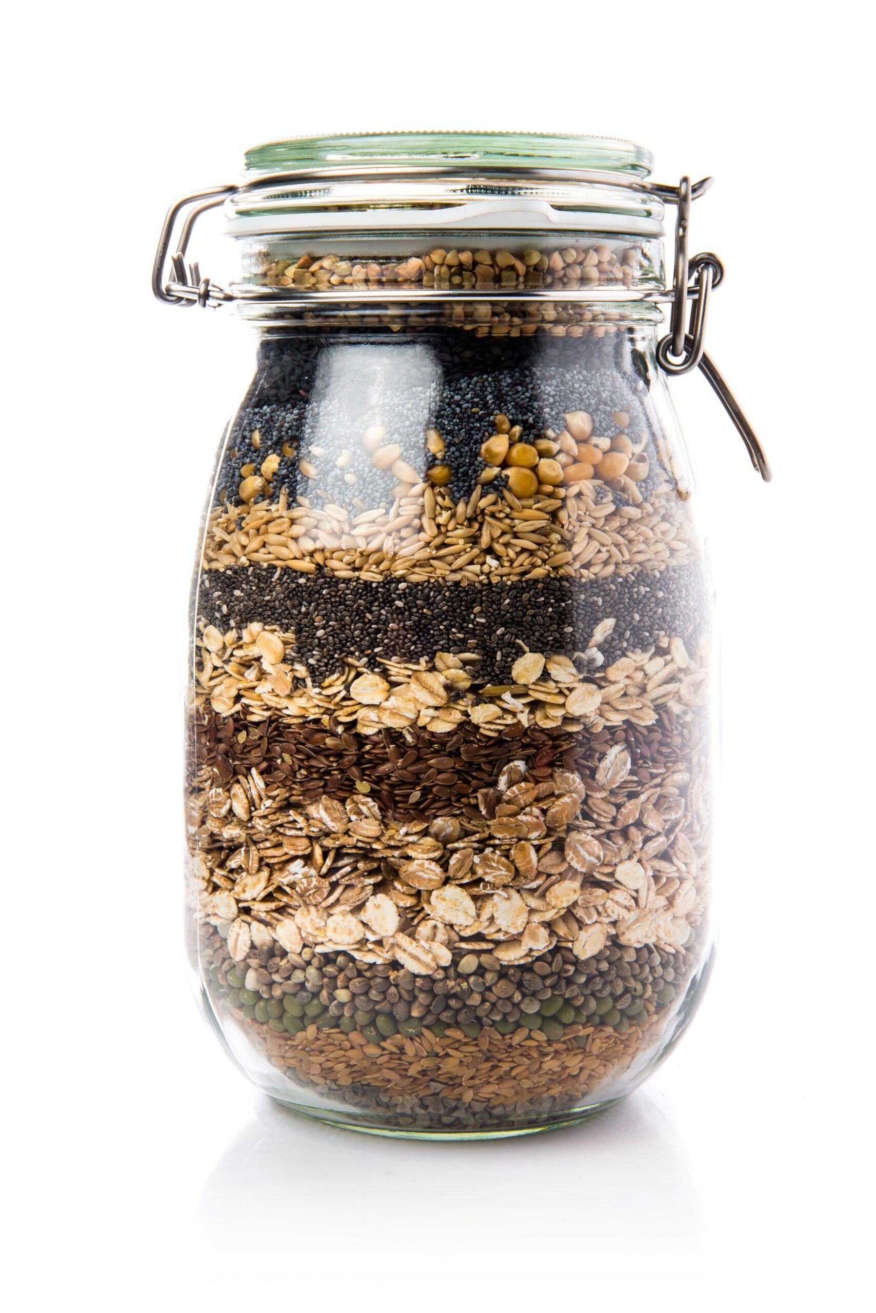 Cereals inside jar glass