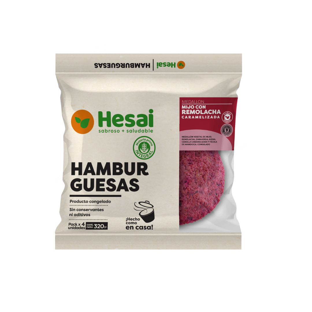 Hamburguesa mijo con remolacha 4 unidades congelado Hesai